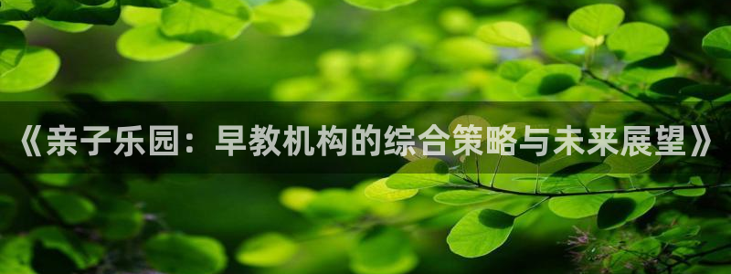 天顺娱乐寸六七五一38：《亲子乐园：早教机构的综合策略与未来展望》