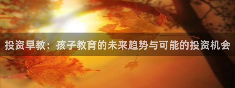 天顺娱乐侻俩p官22650:投资早教:孩子教育的未来趋势与可能的投资机会